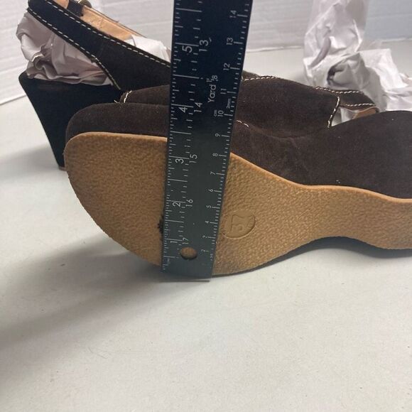 SUNDANCE Women’s Peep Toe Platform Wedge Sandal Suede Size 6.5/37 - Picture 5 of 10